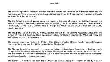 Liability Issues Related to Climate Risk - Risk Management Special Contribution 5